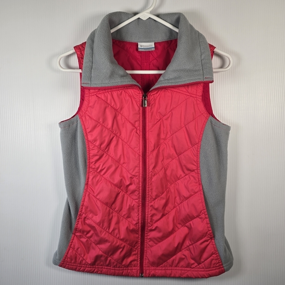 Columbia Women’s Coral and Gray Mix It Full Zip Quilted Vest Size Small